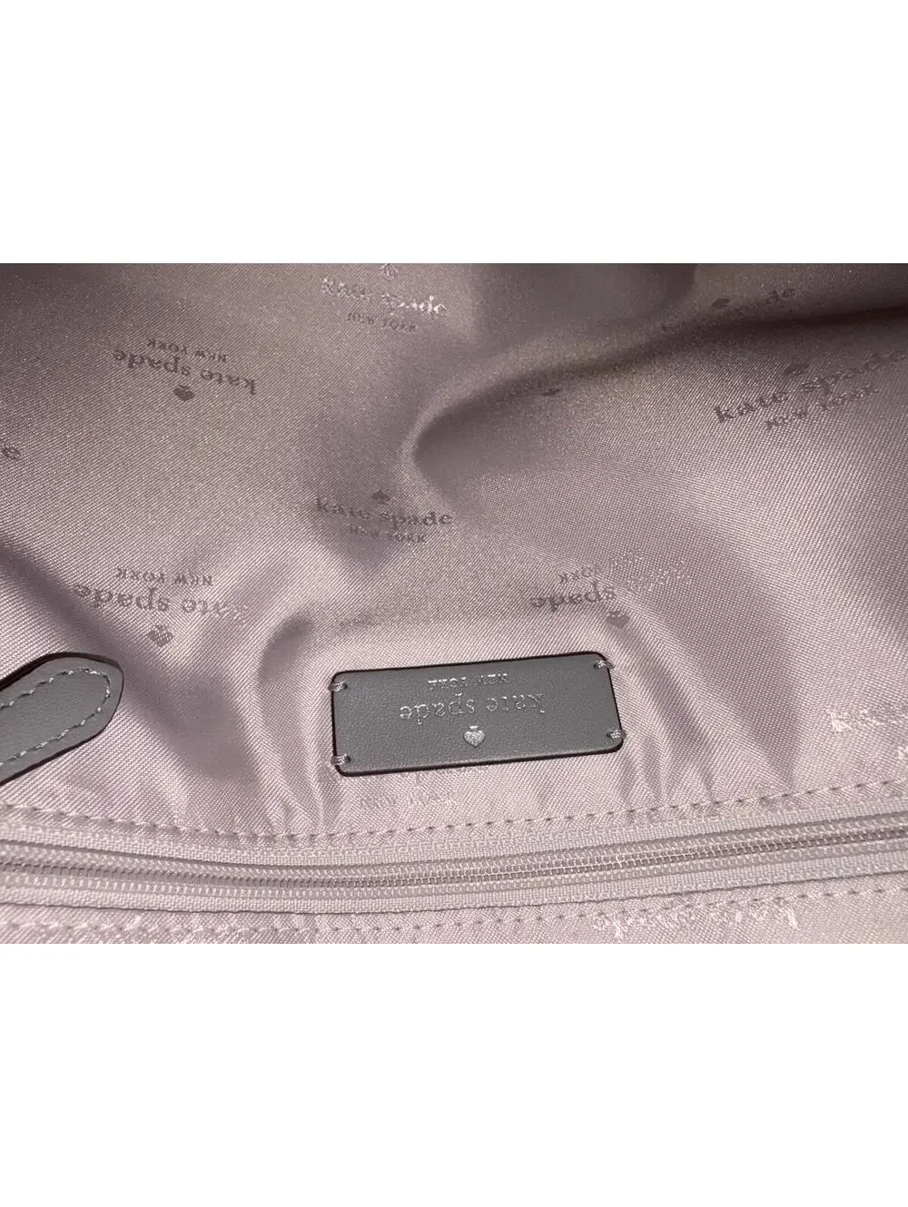 Kate Spade New York Chelsea Large Nylon Zip Top Tote Bag – Light Silver/Grey